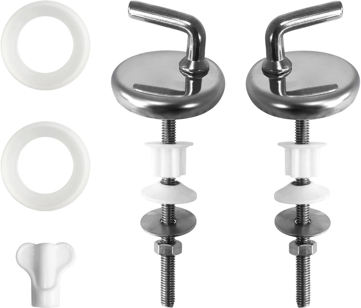 SnelShoppen - Toiletbril Scharnier Bevestigingsset - Roestvrijstalen Fittingen met Rubberen Accessoires voor Duroplast Toiletstoelen - Vervangingsset