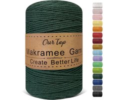 OurTop Macramé garen, 3 mm x 300 m, donkergroen - ShopVlot