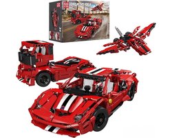 Mould King 10076 – 3-in-1 Sportwagenset – 718 Stuks – Bouw een Auto, Truck of Vliegtuig
