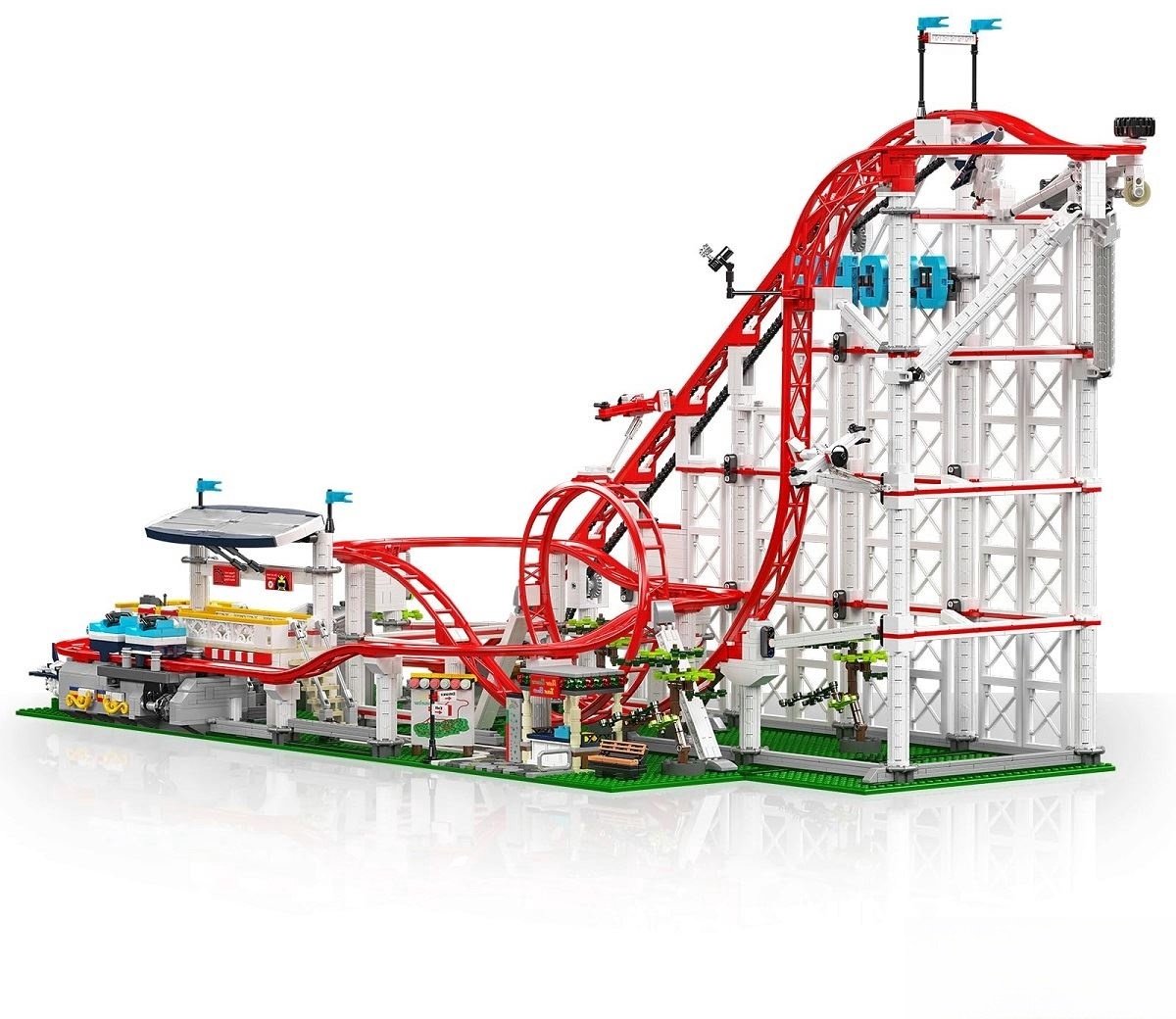 Mould King 11014 Achtbaan Mega bouwset | Kermis pretpark architecture ideas modelbouw | Technische creator classic speelgoed bouwpakketten voor volwassenen | Expert icons rollercoaster | Motor niet geschikt voor Lego technic | bouwdoos met 3646 bloks — afbeelding 4