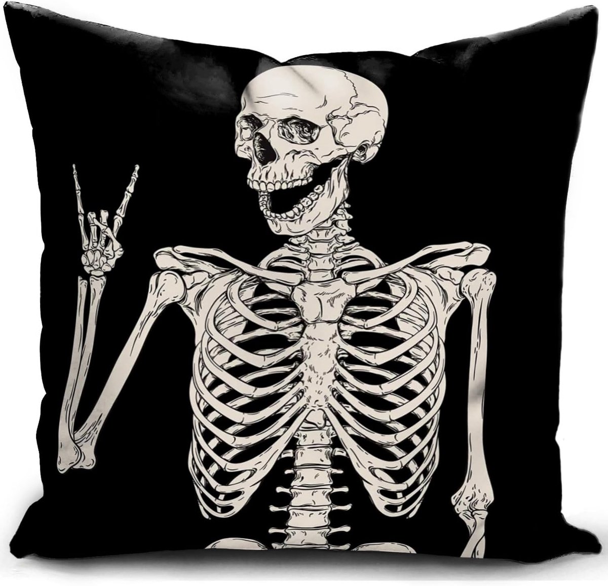 Kussenhoes Skull 40 x 40 cm - Grunge Motief - Gothic Decoratie - Perfect voor Slaapkamer of Woonkamer - SnelShoppen