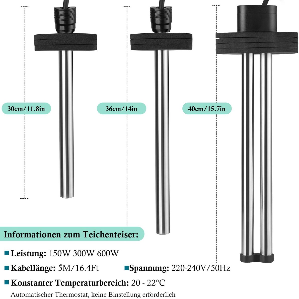 SnelShoppen - Vijververwarming Pond Heater 150Watt - Ideaal voor Tuin, Vijver, Koi, en Waterplanten, Energiezuinig, Compact, Waterdicht, Gebruiksvrien
