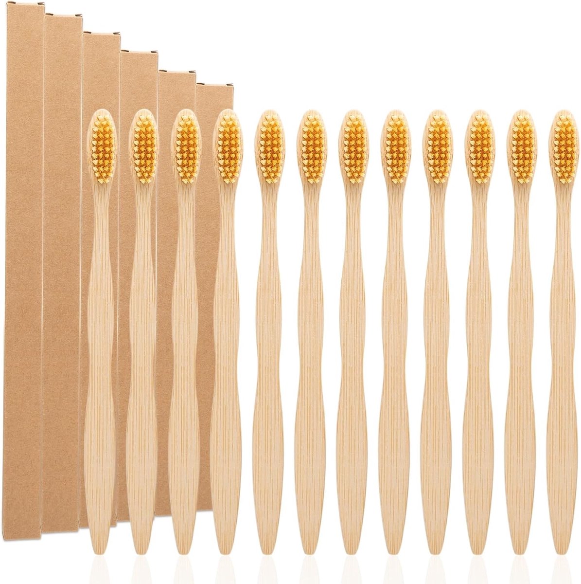 bamboe tandenborstel 12 stuks - biologisch afbreekbaar - milieuvriendelijk - ergonomisch ontwerp - SnelShoppen