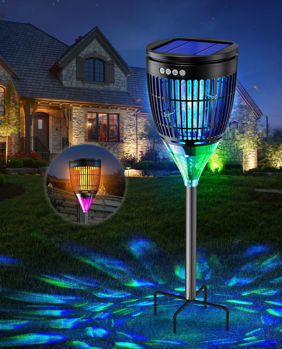 SnelShoppen - Muggenlamp voor Buiten, Zonne-energie, Oplaadbaar, Waterdicht, Ideaal voor Tuin, Balkon, Camping, Binnen- en Buitengebruik