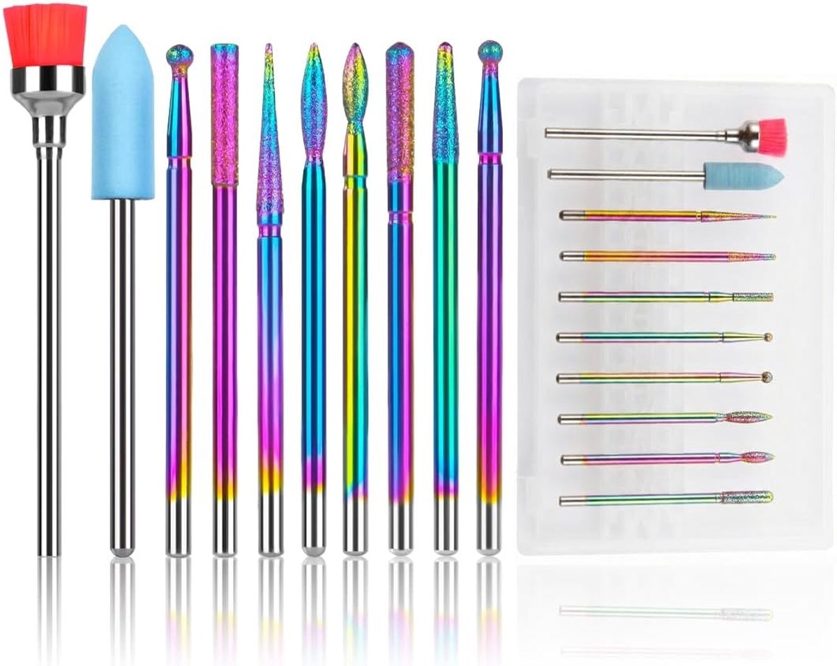 Complete Nagelfrees Set van 10 Stuks in Titaniumkleur voor Manicure, Gelnagels en Nagelverzorging
