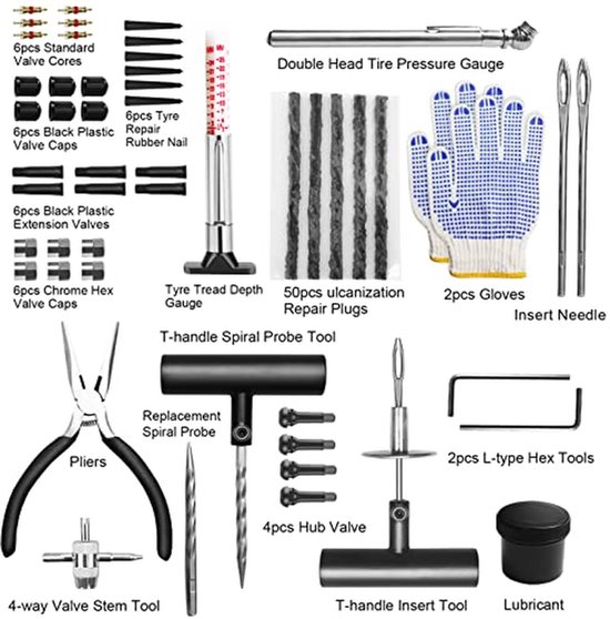 Bandenreparatieset - Tubeless Reparatiekit - Auto Onderhoud - Inclusief Profielmeter - 100 Stuks - Rood — afbeelding 4