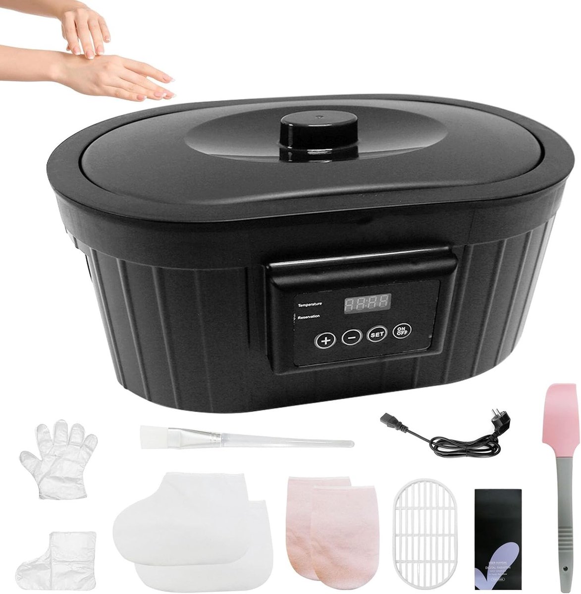 Paraffinebad voor handen en voeten met accessoires - 5000 ml verwarmd paraffinebad voor hydratatie en verzorging