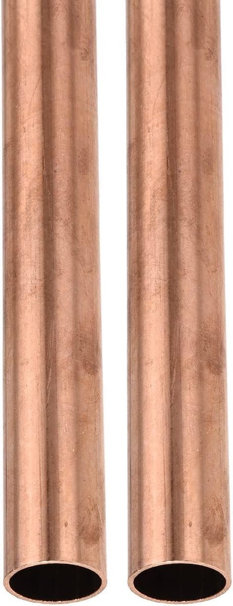 18mm x 1mm x 200mm Koperbuis - 2 Stuks - Geschikt voor Machine Apparatuur, DIY Projecten en Decoratieve Frames - Ronde Metalen Buizen