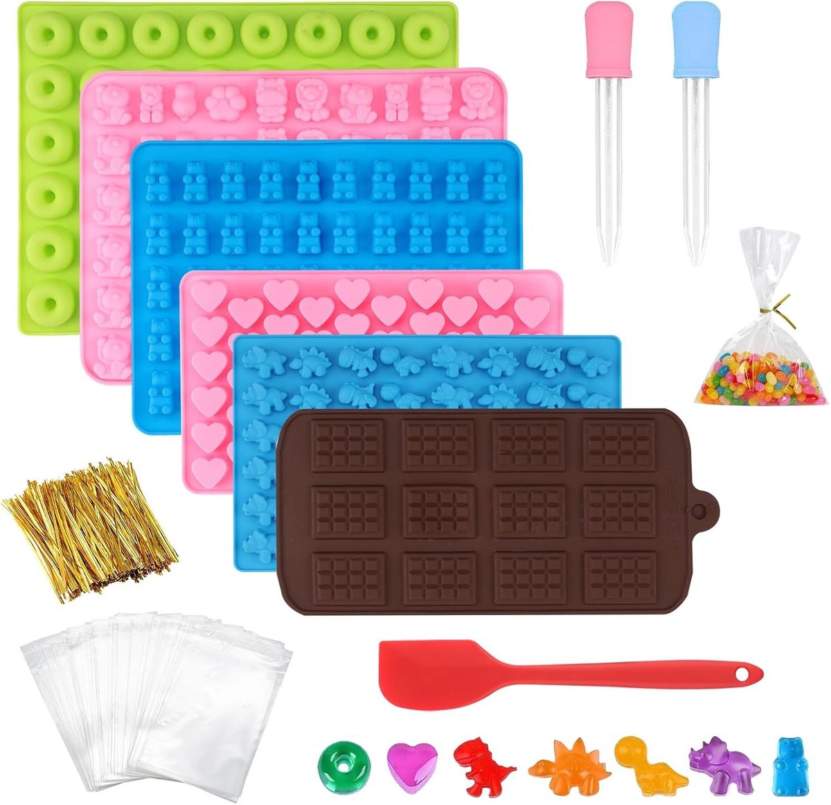 6 Stuks Siliconen Gummy Bear Mallen voor Hondensnacks, Chocolade, IJsblokjes en Snoepjes Maken