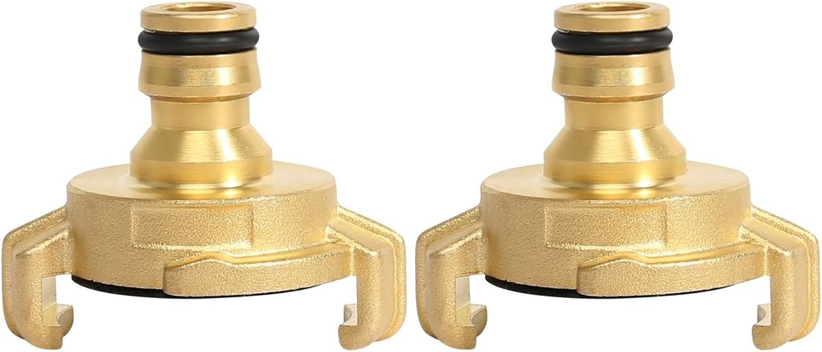 Set van 2 Messing Snelkoppelingen voor Tuinslangen met 1/2 Inch Stekker, Adapter en Koppeling voor Eenvoudige Aansluiting