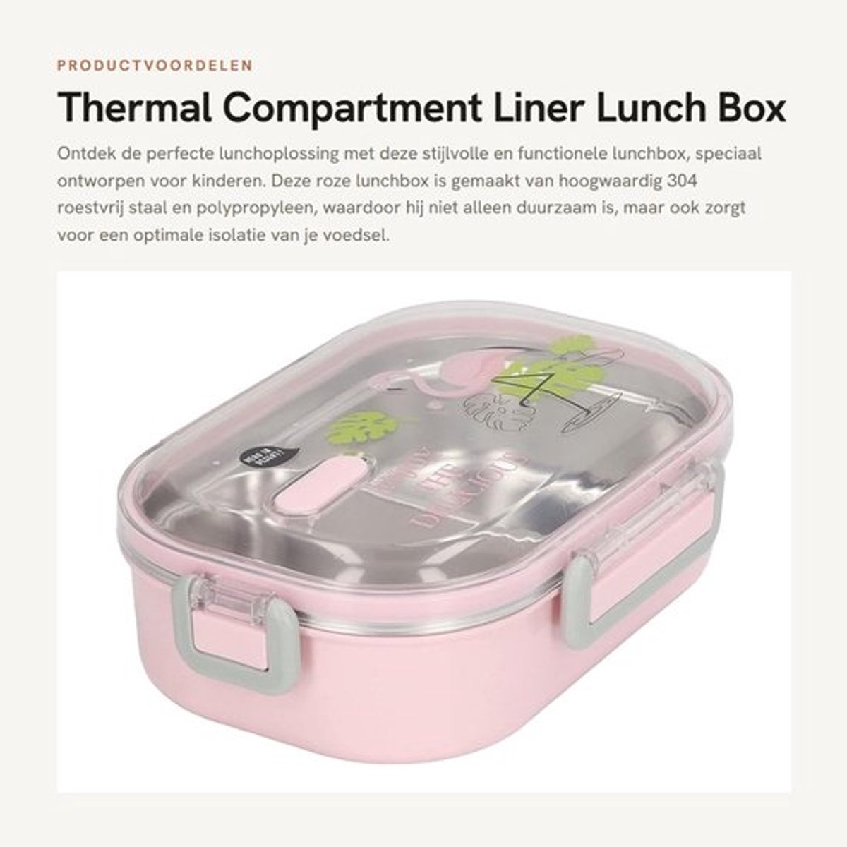 Lunchbox Isolatie - Broodtrommel RVS - Brood Bewaardoos - Lunchbox Kinderen - Thermisch - Afmetingen 21,5 x 15 x 6,5 cm