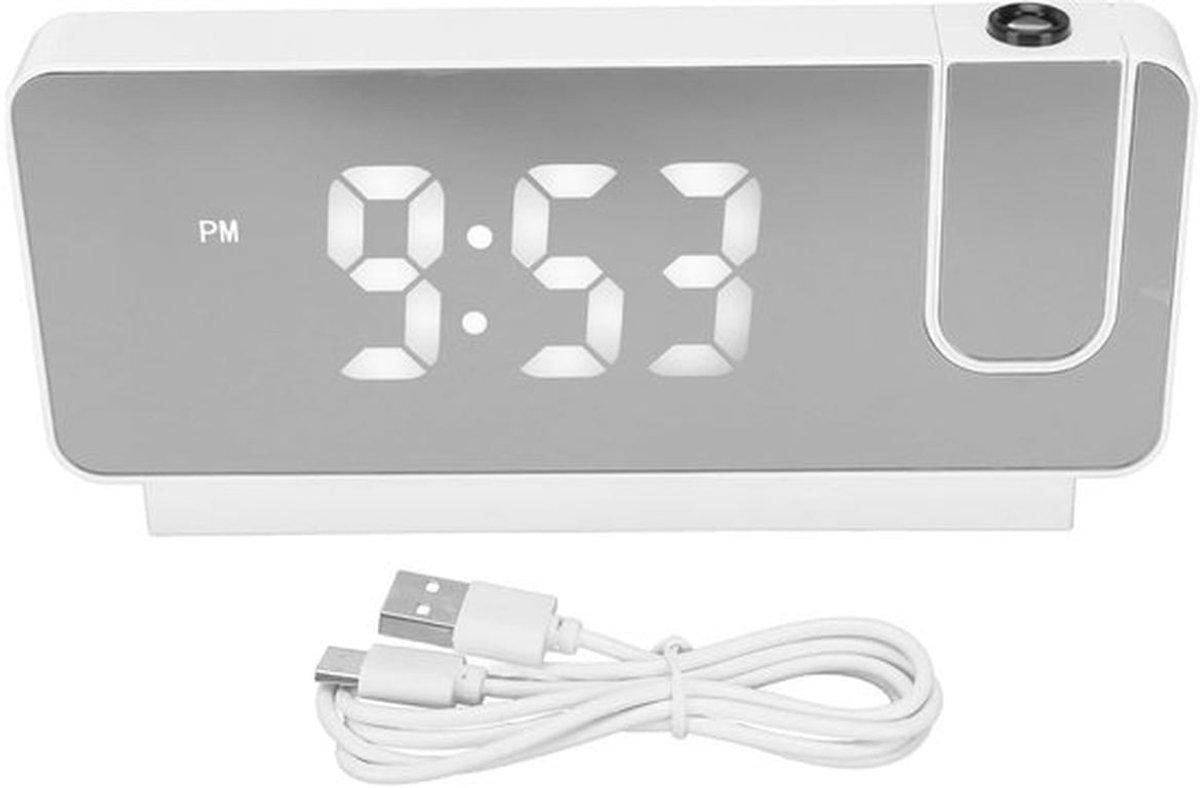 Projectiewekker met Temperatuur - Digitale Wekker - LCD-Display - Tafelklok - 180 Graden Projectie - Flexibele Zwenkarm