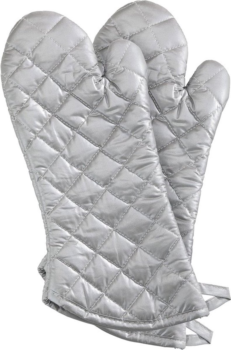 Hittebestendige handschoenen, extra bescherming, tot 200 °C, 2-pack (zilver (geweven doek/siliconen), 40 cm (2-pack))