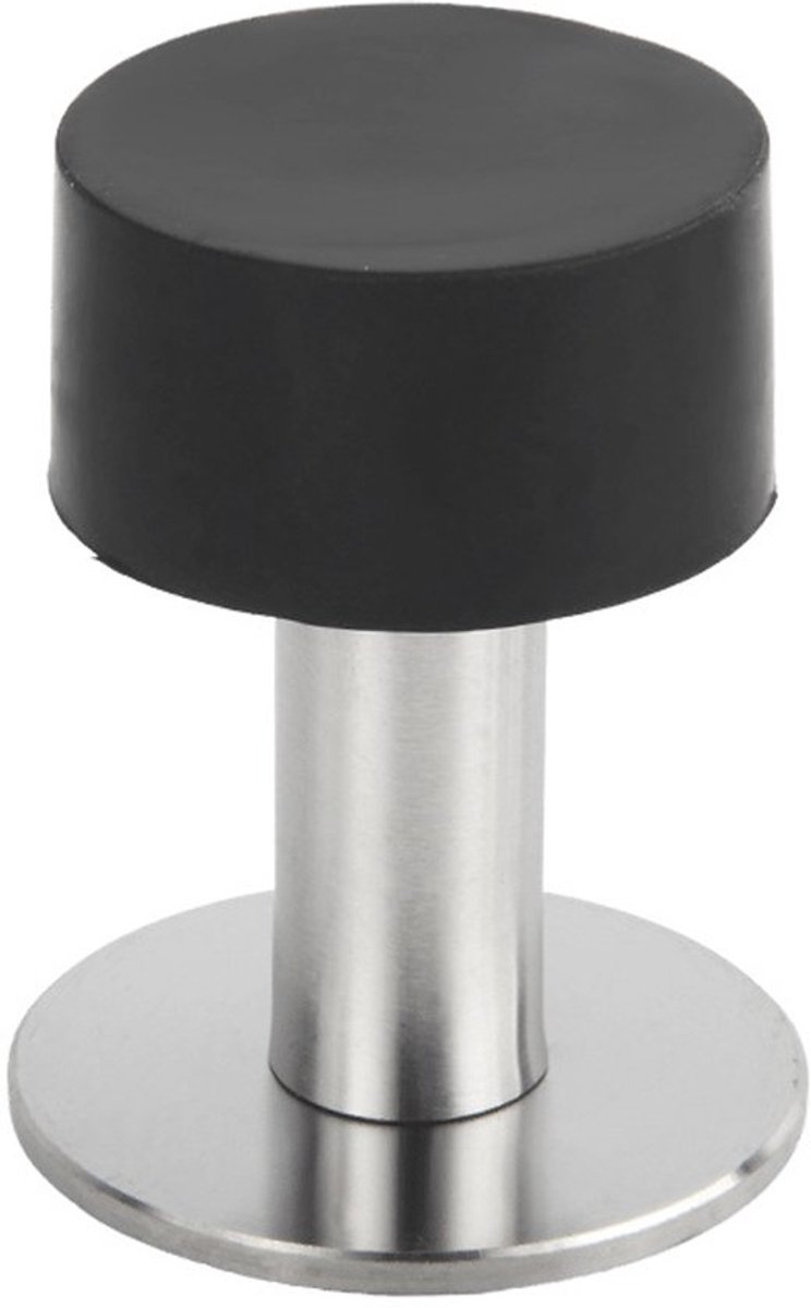 2-pack deurstoppers van roestvrij staal, robuuste deurstoppers, deurgreepbeschermers, muurbeschermers, deurstoppers van roestvrij staal en rubber, 1,57 x 1,65 inch, dubbele deurstoppers met dempers (zwart)