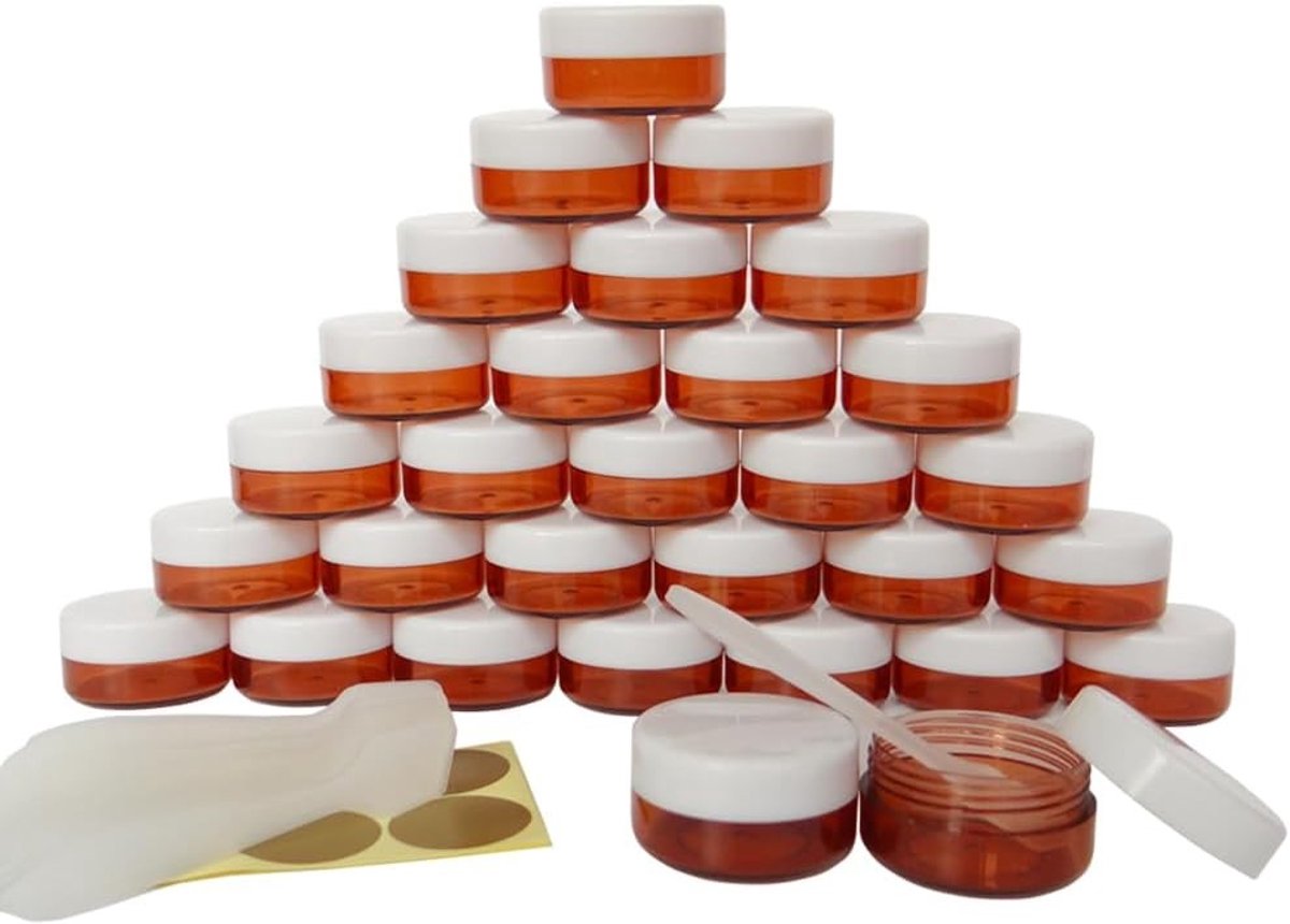 30 Stuks 10g Ronde Plastic Potjes voor Cosmetica, Opbergpotjes met Zwarte Deksel, Ideaal voor Oogschaduw, Handcrème en Essences