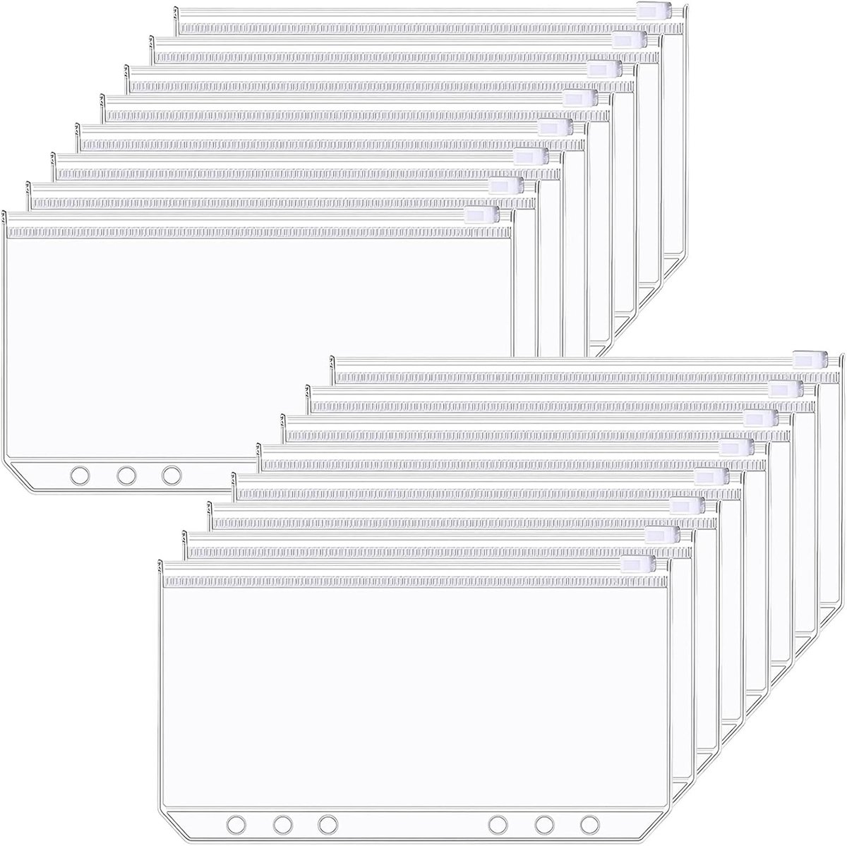 Set van 40 Transparante A6 Binder Tassen, PVC, Met 6 Gaten, Voor Documenten, Losse Bladen en Geld Enveloppen