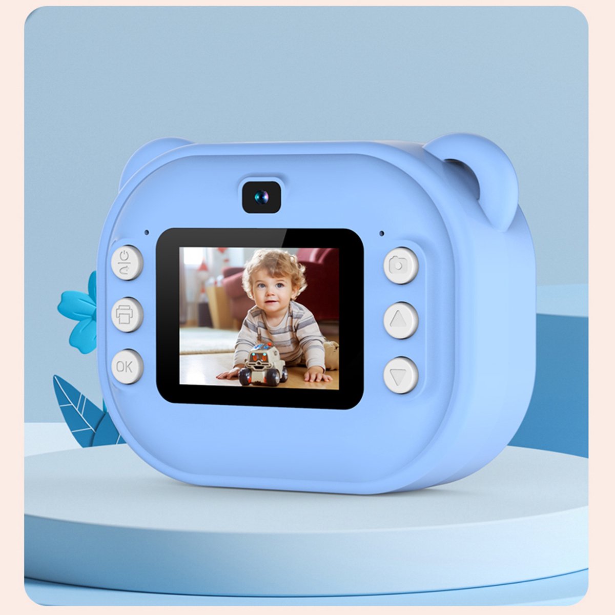 Kindercamera met directe printfunctie - 24MP HD digitale camera - Ingebouwde fotoprinter - Leuk cartoonontwerp - Speciaal ontworpen voor kinderen - Blauw.