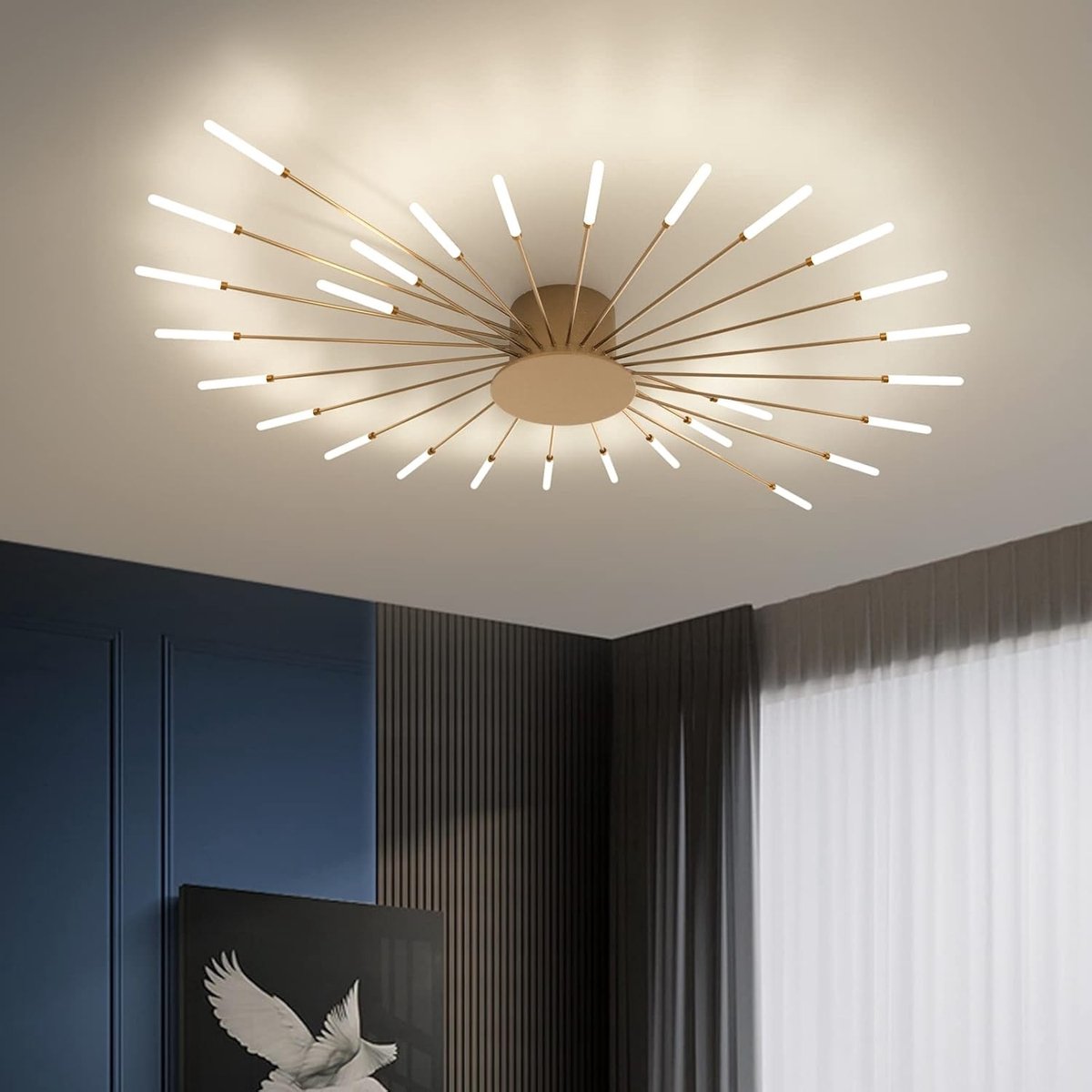 Moderne LED plafondlamp met 28 lampenkappen in goud, acryl lampenkap, geschikt voor kinder