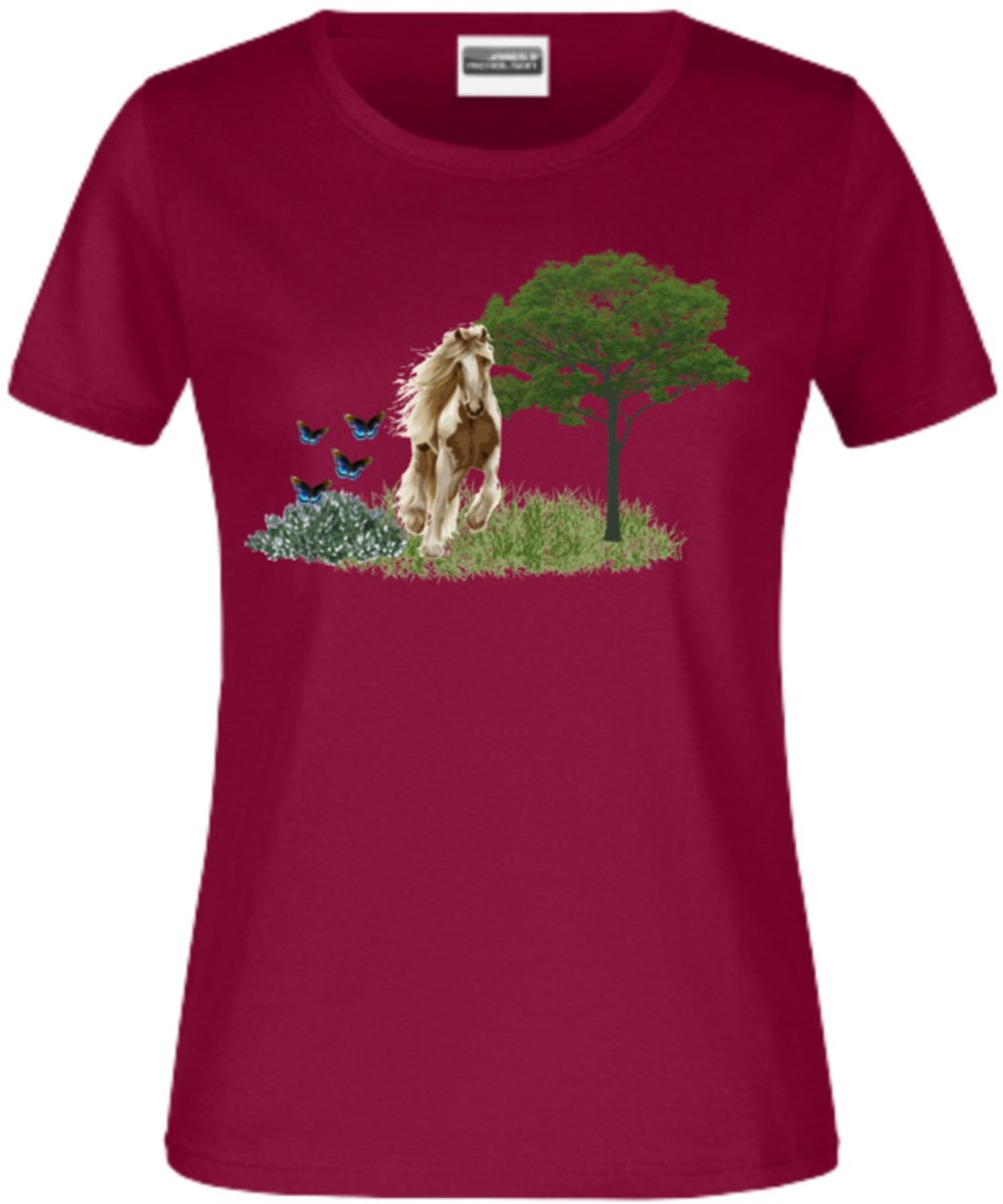 T shirt paard bordeaux - Rood - 146/152