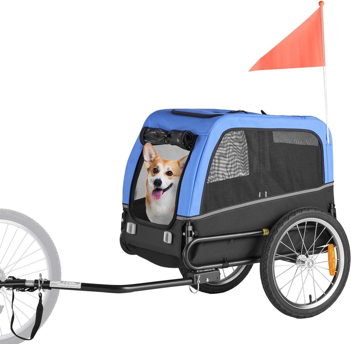 DierDO - Hondenbuggy - Fietskar Hond - Hondenfietskar - Blauw - 132x71,5x75 cm - Opvouwbaar - Weerbestendig - Tot 40 kg Grote Hond