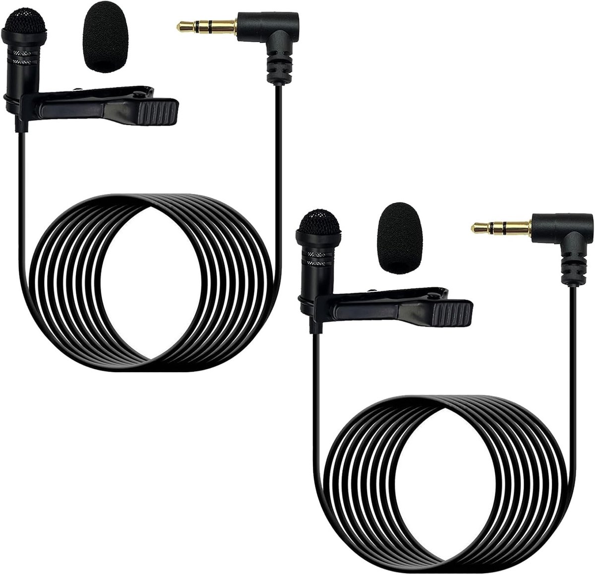 Set van 2 Omnidirectionele Lavalier Microfoons met TRS 3.5mm Clip voor YouTube Live Stream en Vlogs