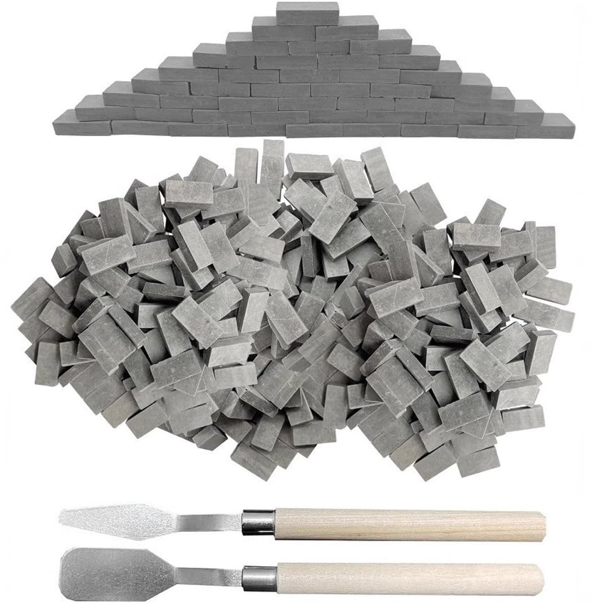 SnelShoppen - 500 stuks 1:16 schaalmodelstenen minibouwstenen DIY micro oude architectuur grijze stenen 16x08x045mm voor knutselen en modelbouw