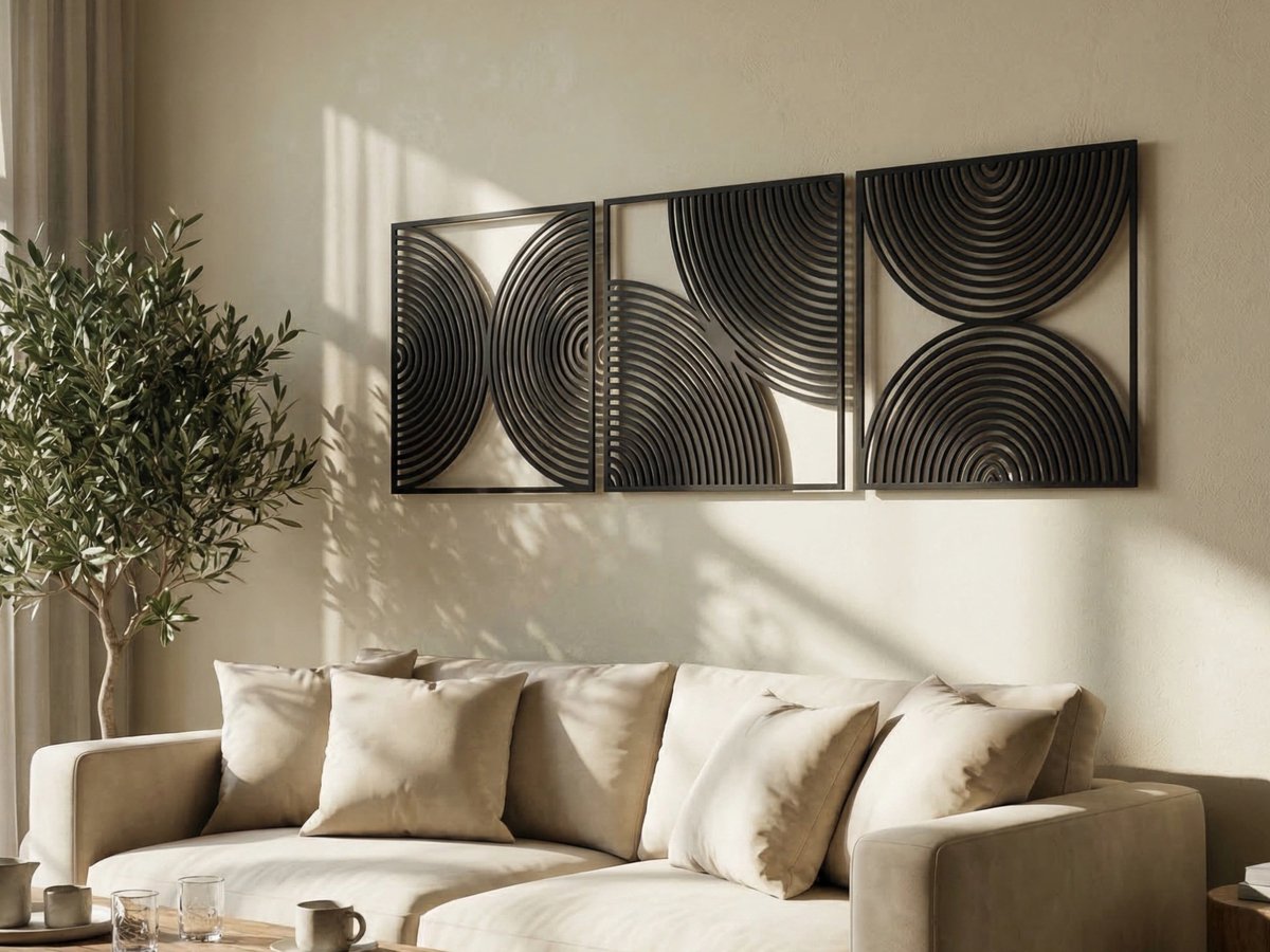 Wanddecoratie Boho Stijl, Houten Wandbeeld, 3D Wanddecoratie voor Thuis, Moderne Beelden voor Huis Kantoor Slaapkamer, Woonkamer - 200x67cm
