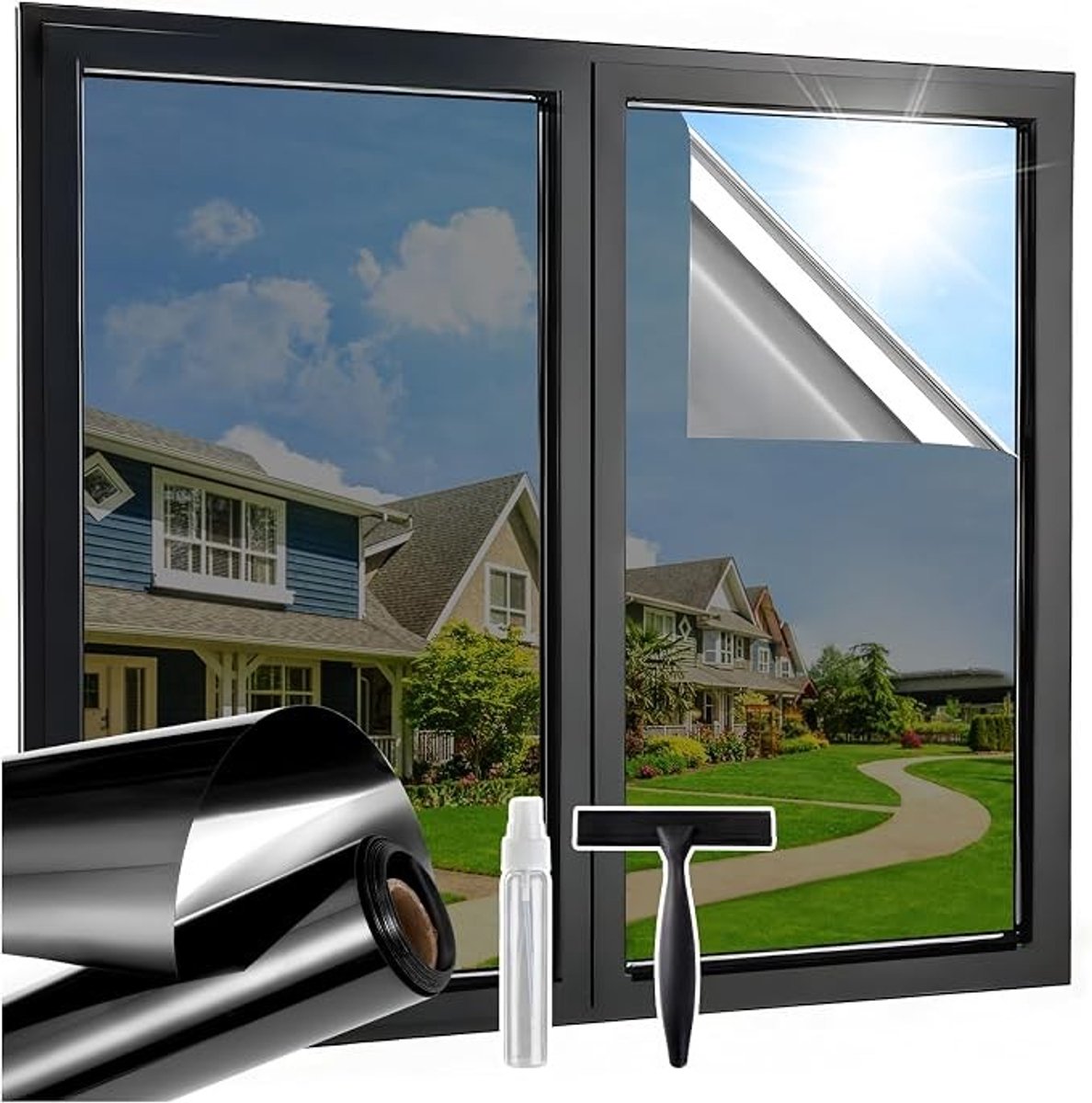Zelora Spiegelfolie Raamfolie 44,5 x 200 cm - Zonwerend en Privacy
