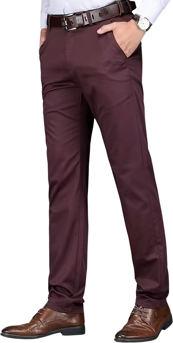 Currero Pantalon Heren Chino Regular Fit Golfbroek Nette Broek Met Elastische Tailleband Volwassenen Donkerrood L/XL Bordeauxrood