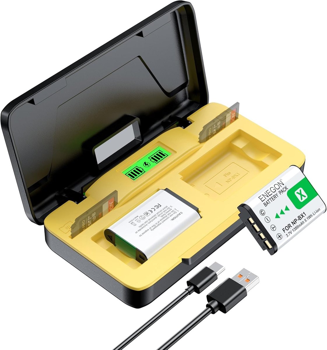 Oplaadbare NP-BX1 Batterijen (2 x 1380mAh) met LCD Oplader voor Sony Camera's en Videocamera's, Geschikt voor ZV-1, DSC-RX100 en HDR-CX405