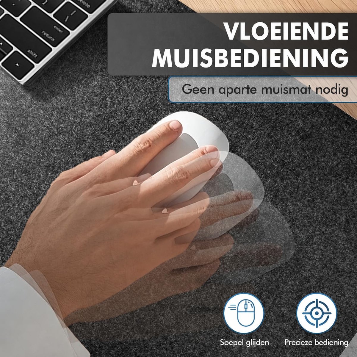 SnelShoppen - Bureau Onderlegger van Vilt - 120 x 60 cm - Grote Muismat - Antislip Desk Mat voor Thuiskantoor - Donkergrijs - Bureauonderlegger voor W — cadeau in Wonen & Interieur - foto 2