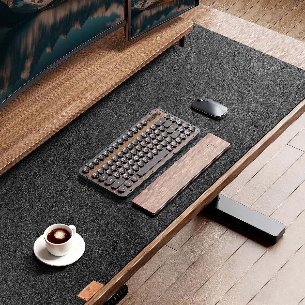 SnelShoppen - Bureau Onderlegger van Vilt - 120 x 60 cm - Grote Muismat - Antislip Desk Mat voor Thuiskantoor - Donkergrijs - Bureauonderlegger voor W