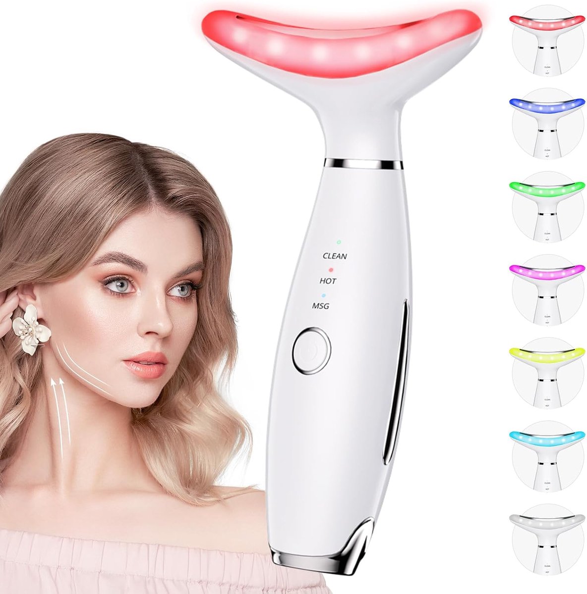 Gezichtsverjonging Apparaat met 7 Kleuren LED Lichttherapie en Vibratiemassage