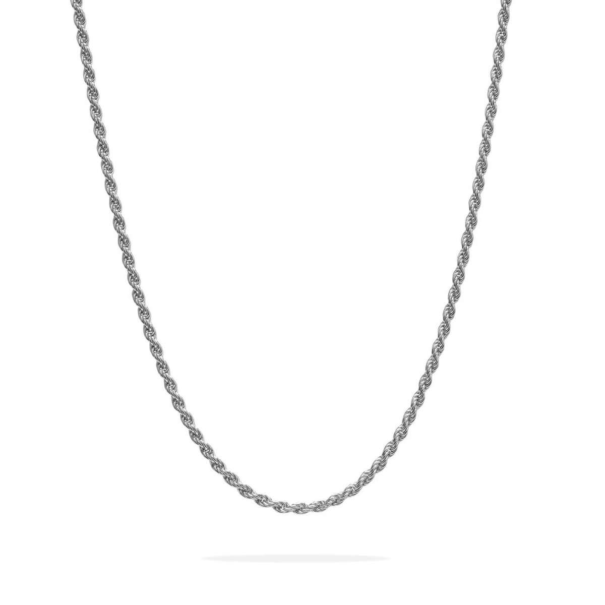 Elysian - Dames Ketting Zilver - Rope Halsketting - Gepolijst Roestvrij Staal - Hypoallergeen - 45 + 5cm