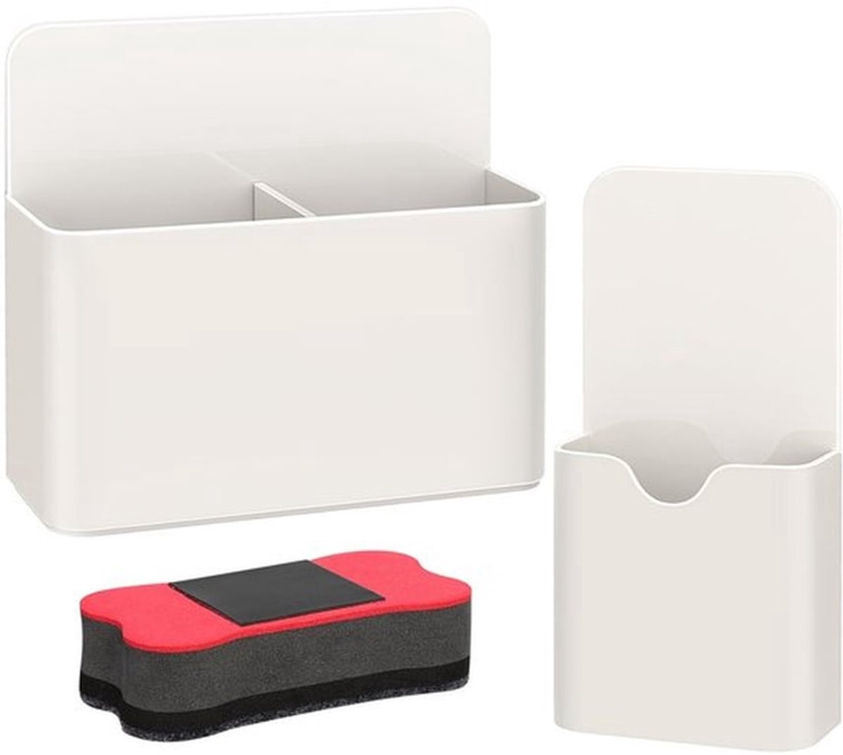 Markerhouder Magnetisch - 2-Piece Set - Organisator voor Whiteboard - ABS Materiaal - Ruimtebesparend - Inclusief 2 Markers en 1 Droogwisser - Magnetische Organizer