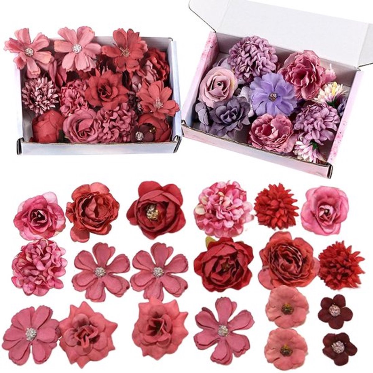 Kunstbloemen 40 stuks - Kunstbloemkoppen 2-4 cm - Decoratief voor knutselen - Bruiloft/feest - Handwerk - Zijde materiaal - Nep Bloemen