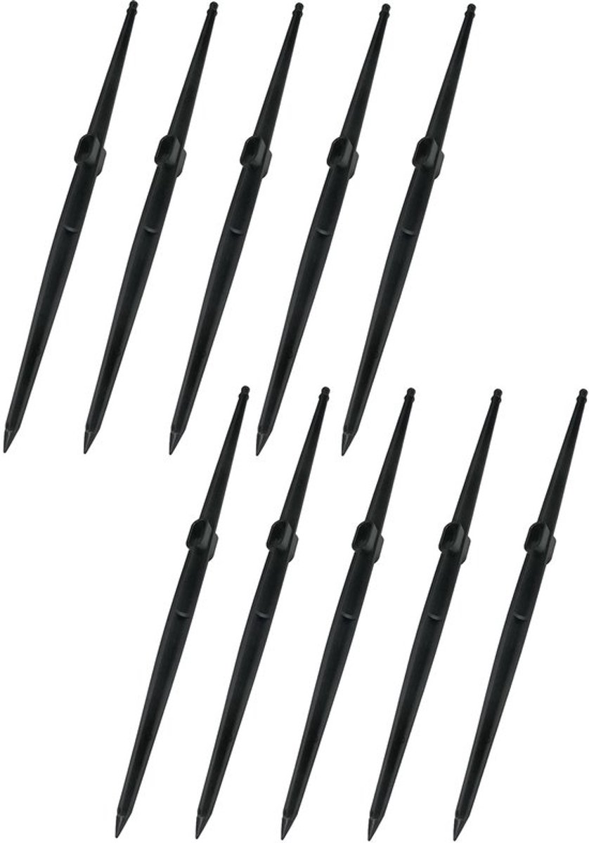 Haringen Set van 10 - Microirrigatieslangharingen - Grondpennen - Bodemgeleiding - Opening 24 x 10 mm - Kunststof 400 mm - Grondpen