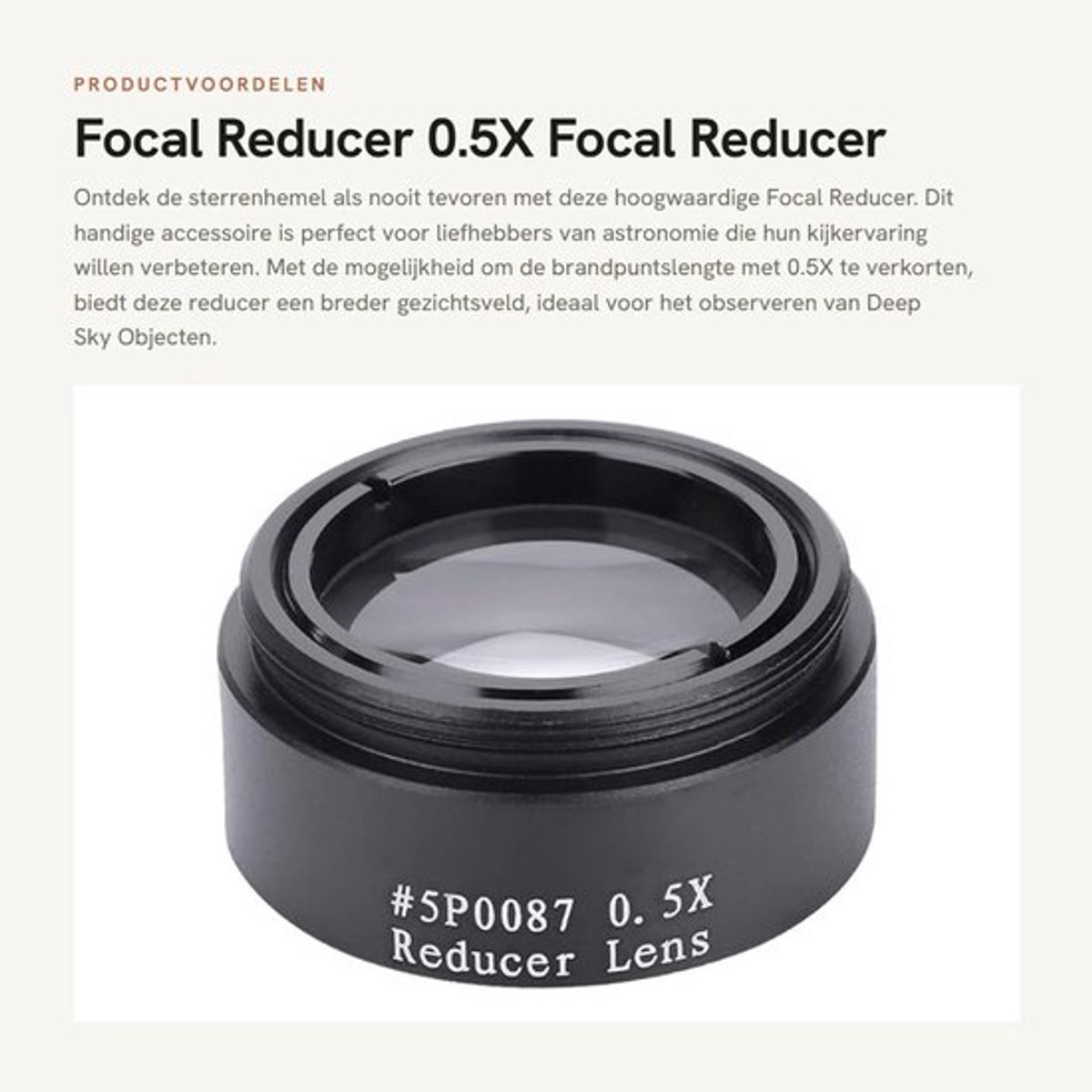 Focal Reducer 0,5X - 1,25 Inch Interface - M28 Draad - Aluminiumlegering Behuizing - Premium Optische Lens - Voor Telescoop Oculair - Telescoopaccessoire