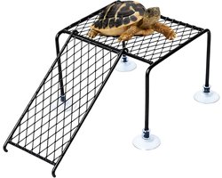 Schildpadden Zonneplatform - Rustplek Dieren - Aquarium Inrichting - Veilig Zuignapsysteem - S M L - Zwart