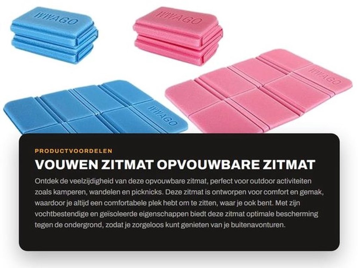Zitmat Opvouwbaar - 2 Stuks - Vochtbestendig - Geïsoleerd - Vouwschuim - Lichtgewicht - Geschikt voor Outdoor Activiteiten - Zitkussen