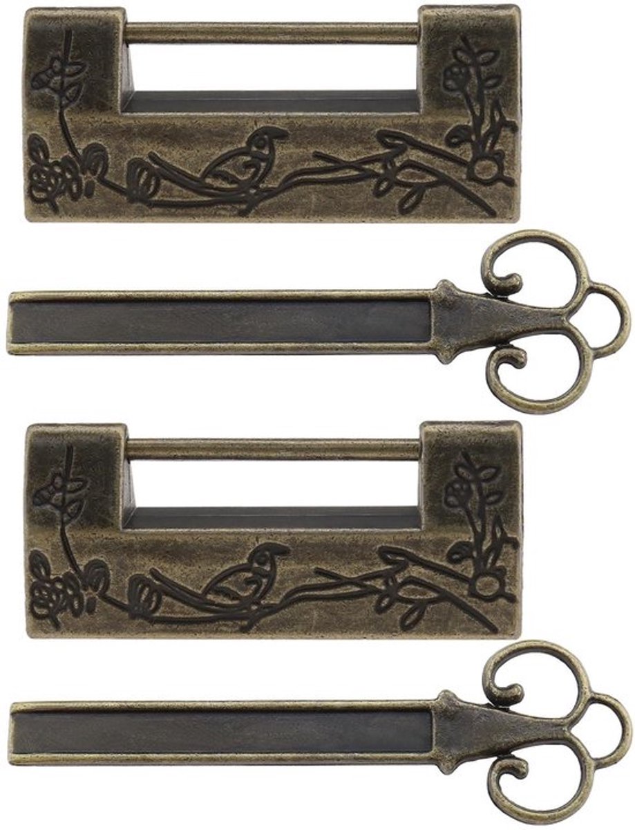 Hangslot Antiek - 2 Stuks - Retro Ontwerp - Mini Hangslot - Decoratief Slot - Voor Sieraden/Dozen - Gemaakt van Zinklegering - Decoratieve Slot