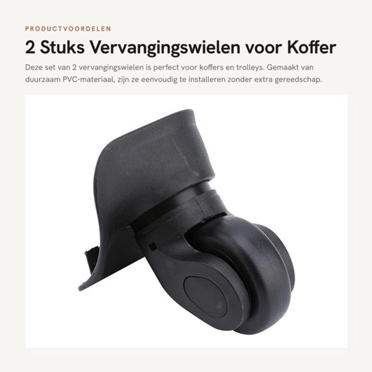 Kofferwiel 2 Stuks - Vervangingsset - Duurzaam PVC - Eenvoudig te installeren - Dubbele rollagers - Geschikt voor trolley - Bagagewielen