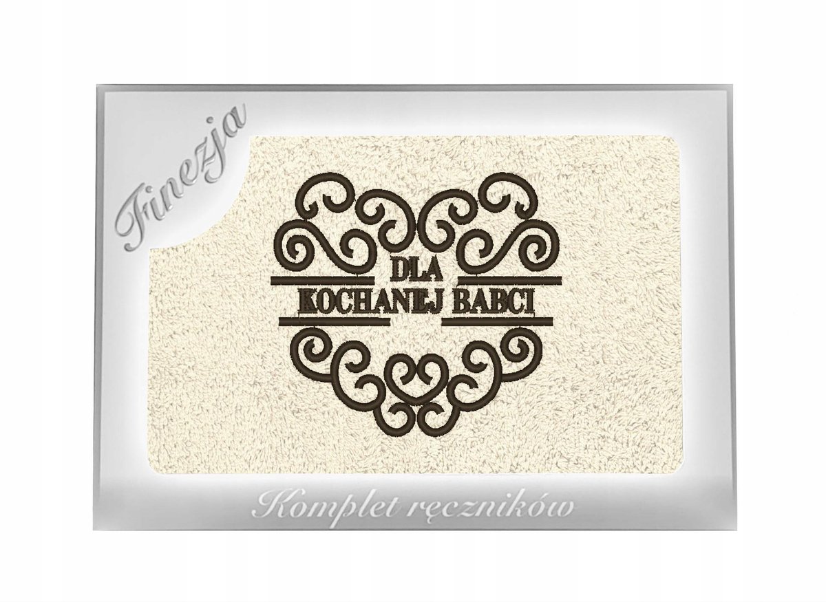 KONEY - Badhanddoek - 70 x 140 cm - Ecru - 420 g/m² - met borduring Oma & Opa