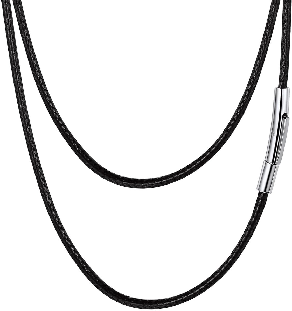 SnelShoppen - Leren ketting voor dames en heren, 2 mm/3 mm breed, kunstleer halsband zonder hanger, personaliseerbare leren band, 40 cm - 75 cm, siera