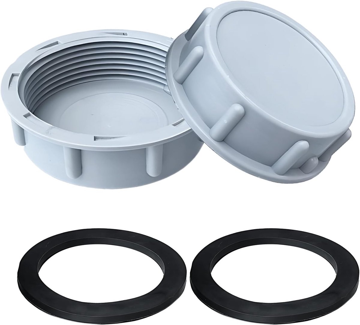 Set van 2 lekvrije plastic eindkappen met interne draad voor afvoerbuizen in wasmachine, keuken en badkamer (45 mm)