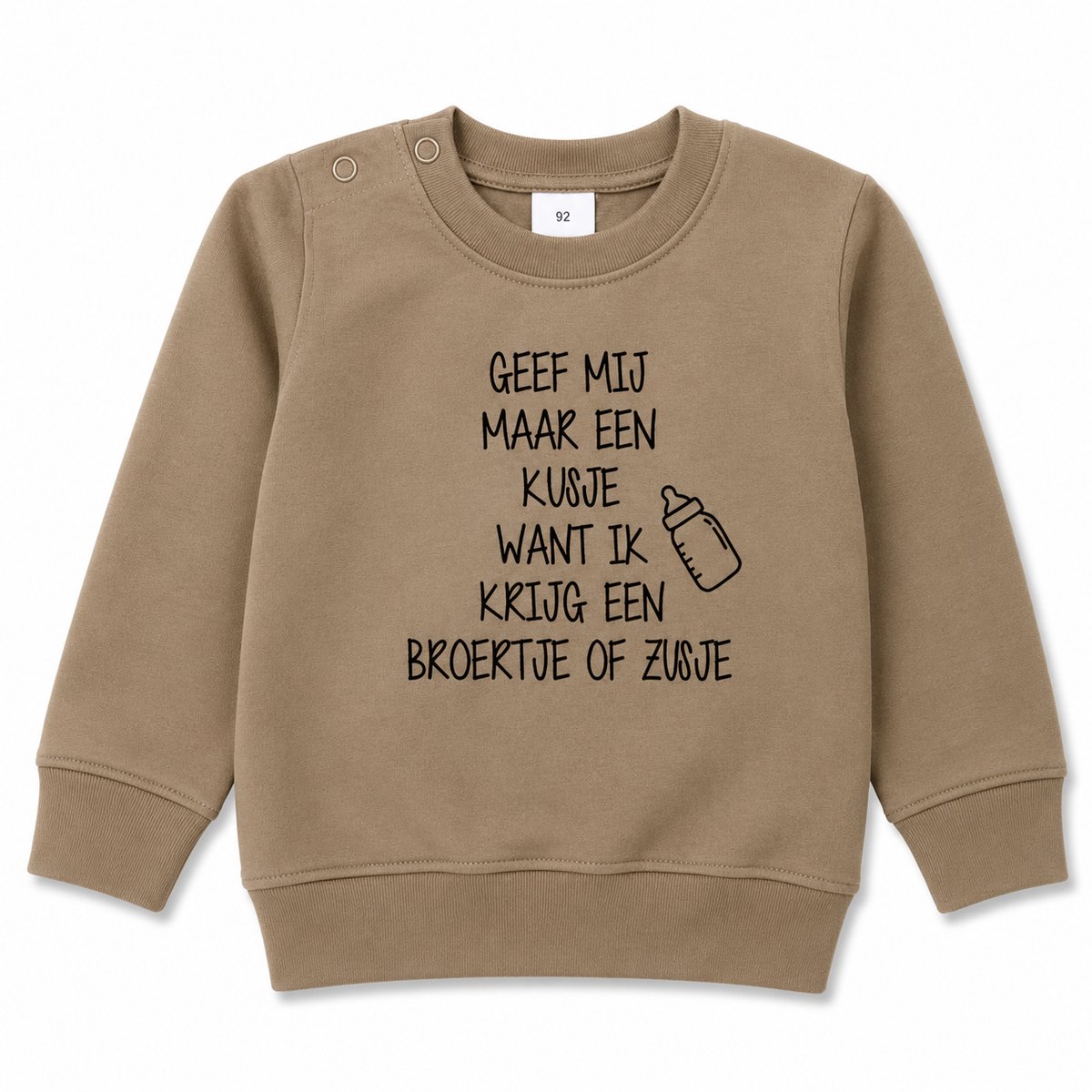 Shirt trui sweater tekst voor kind baby Aankondiging zwangerschap kusje broertje zusje Ik word grote zus / broer beige zand | maat 74 zwanger geboorte cadeau zwangerschap aankondiging bekendmaking Baby big sis sister – foto 2