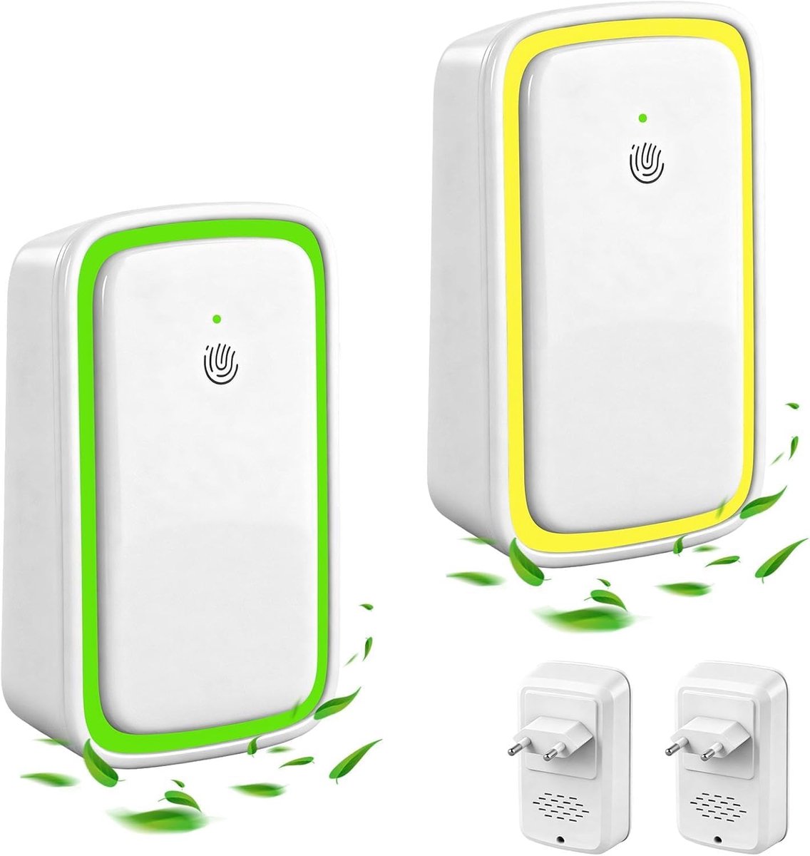 Set van 2 luchtreinigers – stil – mini negatieve-ionengenerator voor stopcontact – voor slaapkamer, huis, woonkamer, dierenkamer – geurzuivering.