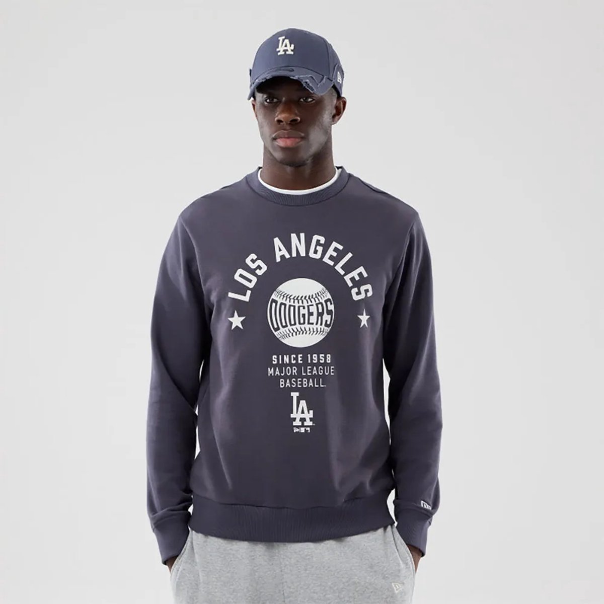 New Era Mlb Graphic Reg Crew Los Angeles Dodgers Sweatshirt M Man Grijs