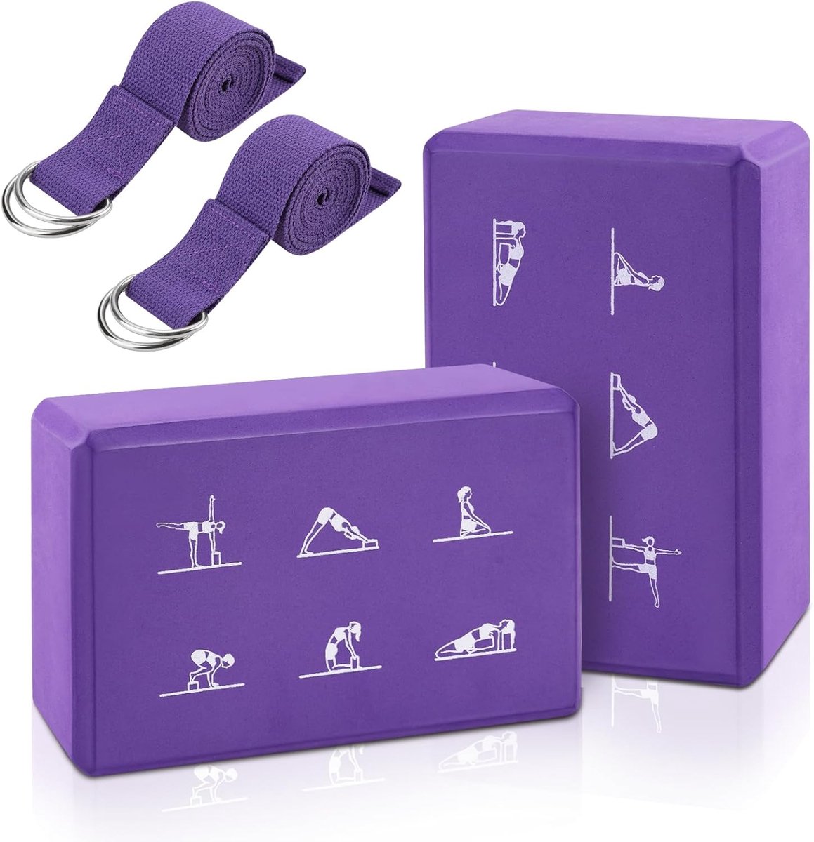 SnelShoppen - Set van 2 Antislip Yogablokken met 15 cm Band en Yogaborm - Hoogwaardige Latexvrije Yogablok Kit voor Balans en Flexibiliteit in Roze (9