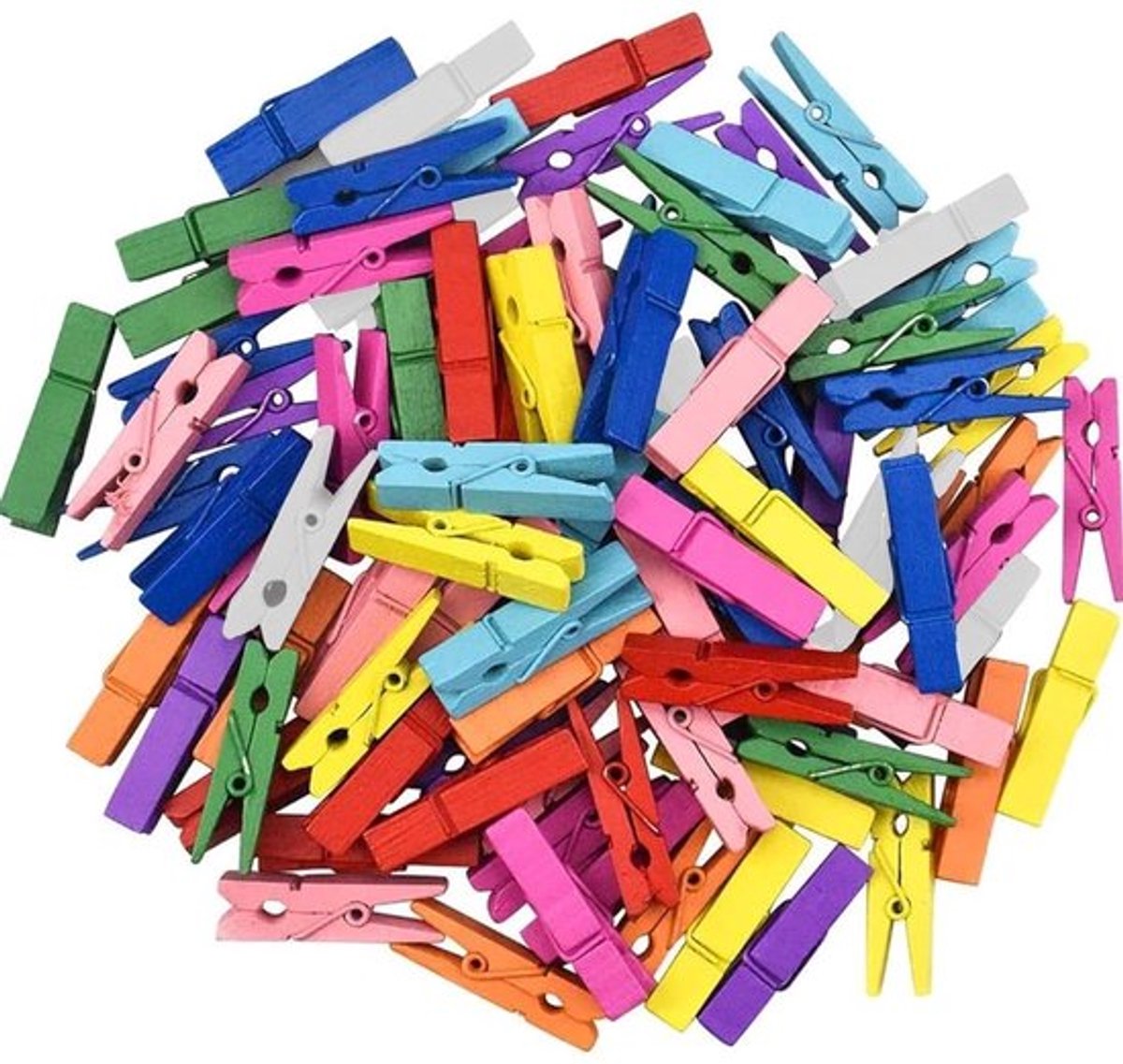 Wasknijpers Houten - Mini Knijpers - 120 Stuks - Gekleurde Wasknijpers - Creatief Organiseren - Decoreren en Personalizen - Miniknijpers